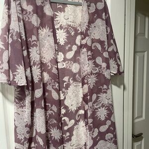 Purple and White Paisley Kimono